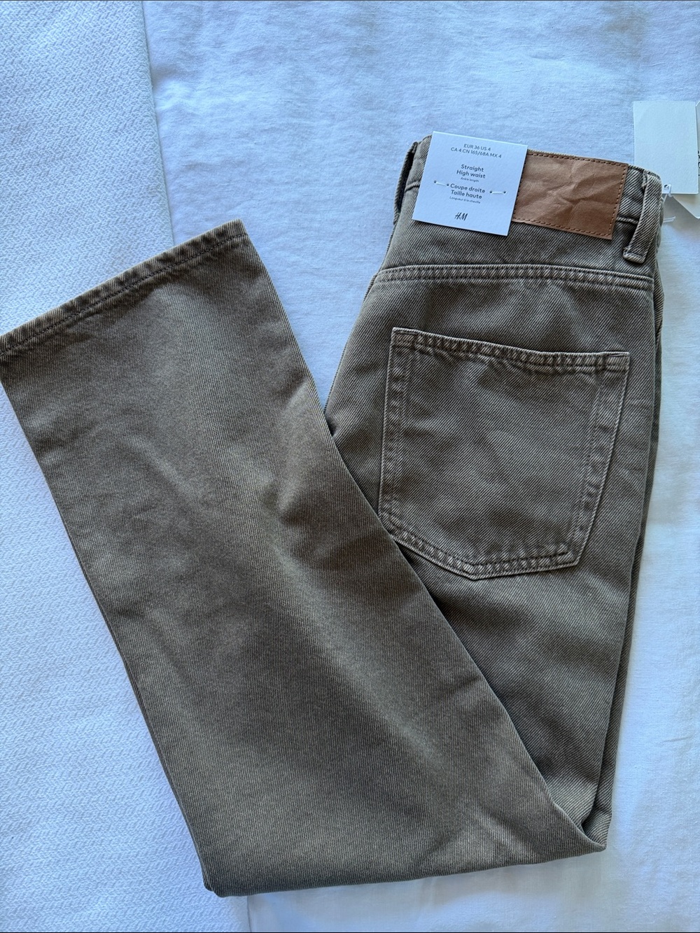 H+M Straight High Waist Brown Cotton Jeans Size 4